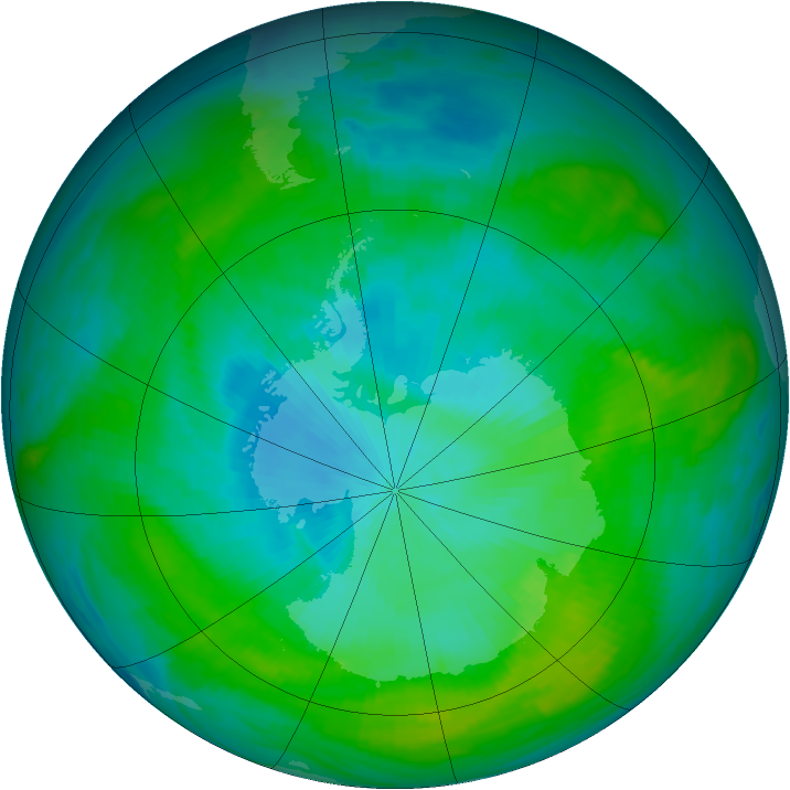 Antarctic ozone map for 10 February 1982